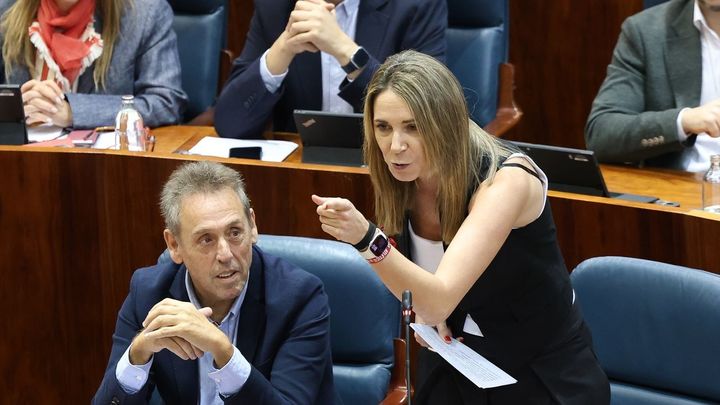 La portavoz del PSOE en la Asamblea de Madrid, Mar Espinar, interviene durante una sesión plenaria