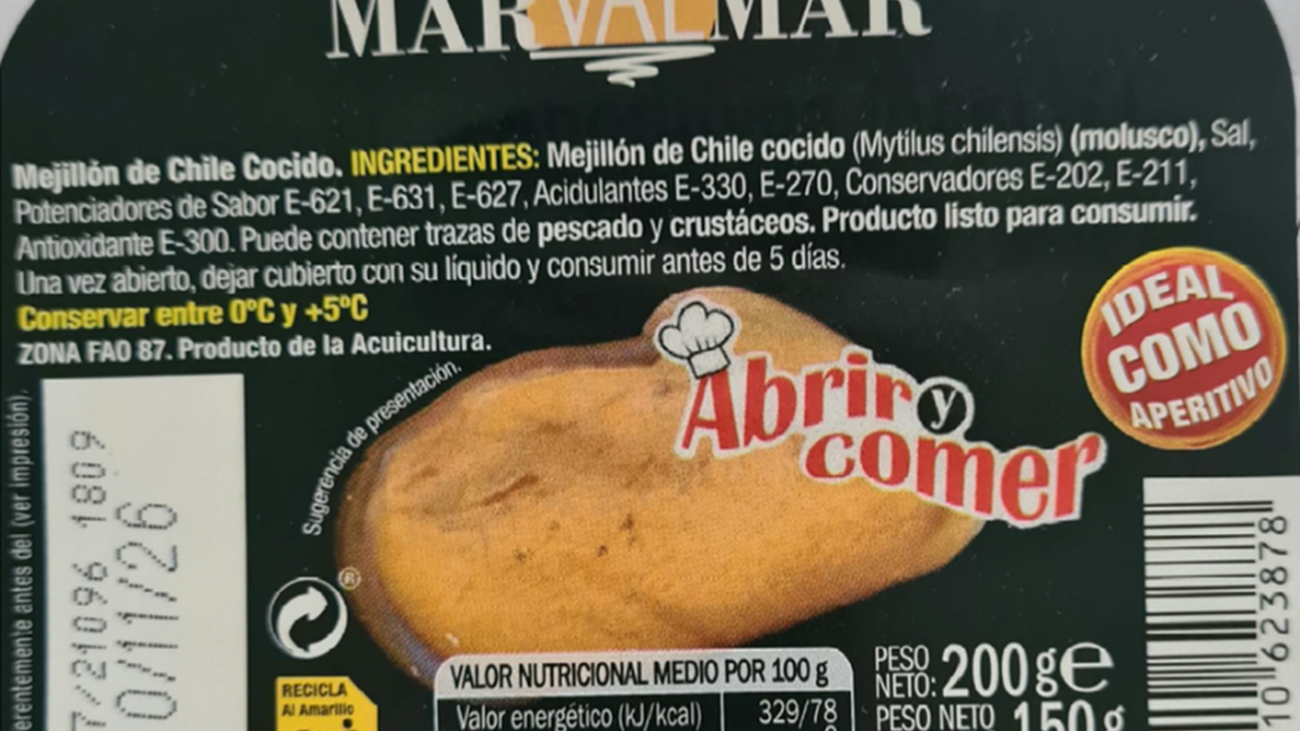 Detectan listeria en mejillones cocidos de Marvalmar vendidos en Madrid