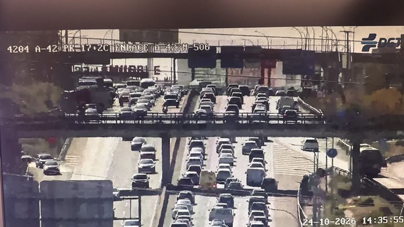 Retención en la A-42 debido a un accidente